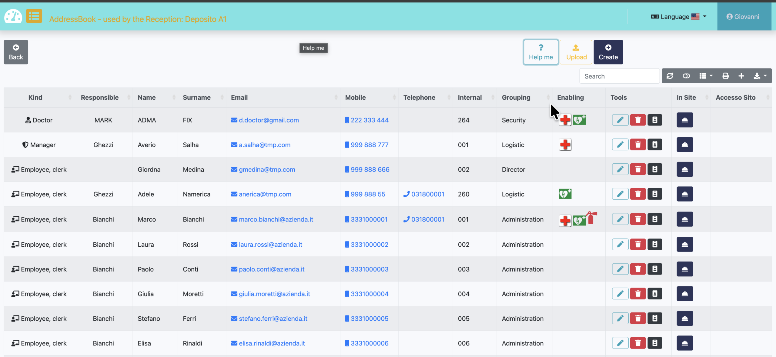 Address book local example